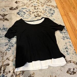 Double layer Black & White Maternity Short Sleeved Shirt